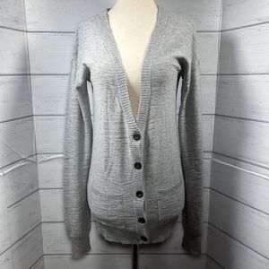 Arizona Jeans Co Women's Cardigan Knit Sweater Pockets Cotton Gray Size Medium
